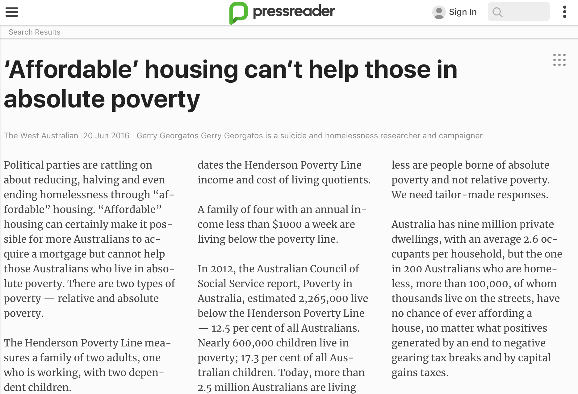 research article about poverty